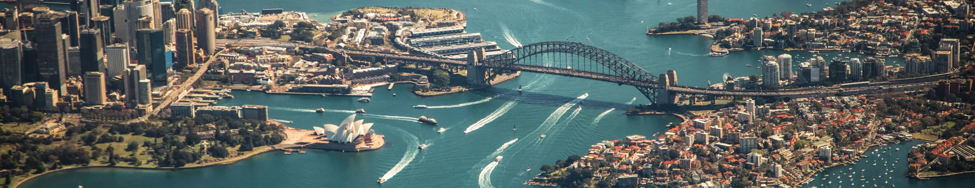 Sydney skyline with Opera House and Harbour Bridge